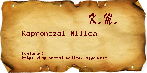 Kapronczai Milica névjegykártya